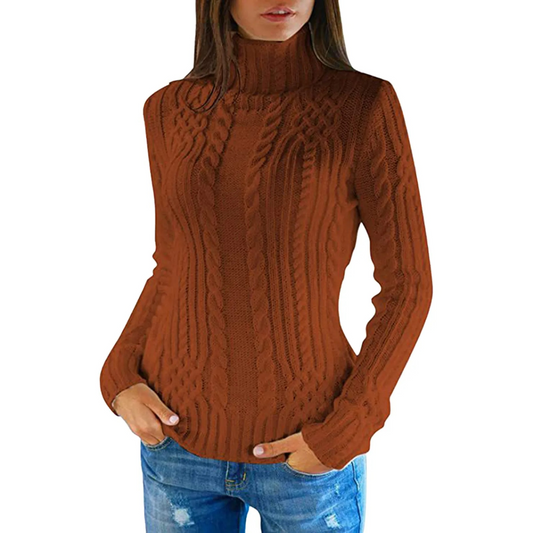 Yerly Sweater | Jersey de cuello alto de punto por cable para mujer