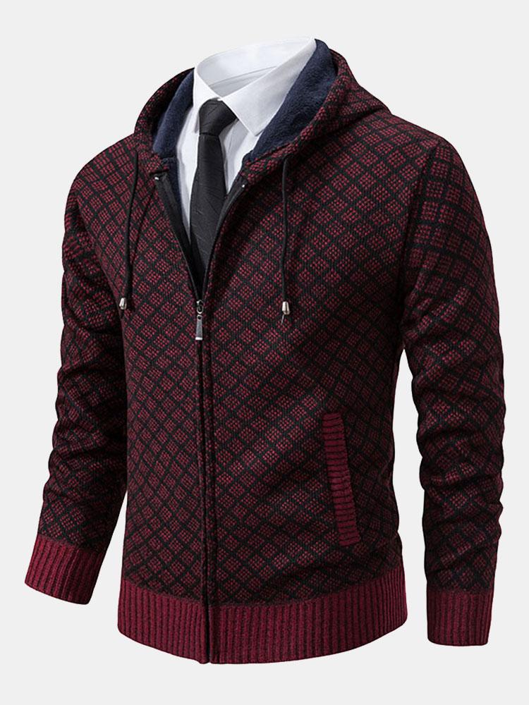 Jersey de hombre con cremallera y rombos geométricos