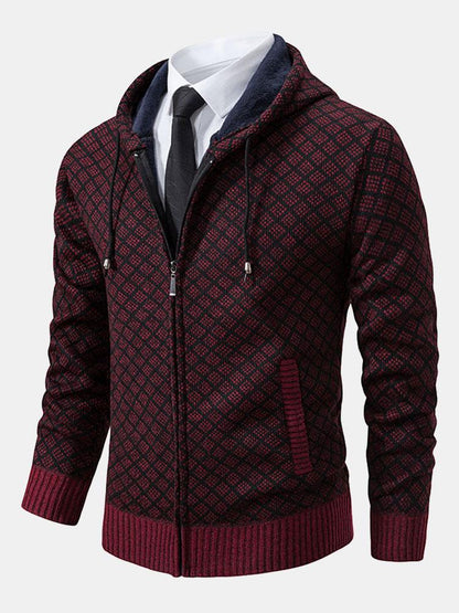 Jersey de hombre con cremallera y rombos geométricos