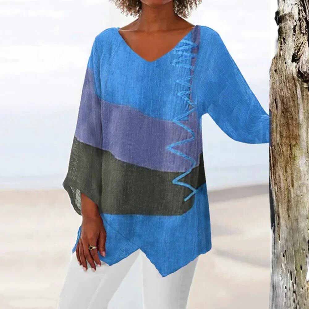 Laryssa - Camisa tricolor de moda para mujer