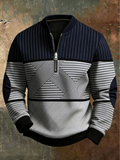 Męska Bluza Quarter Zip w Paski Color Block