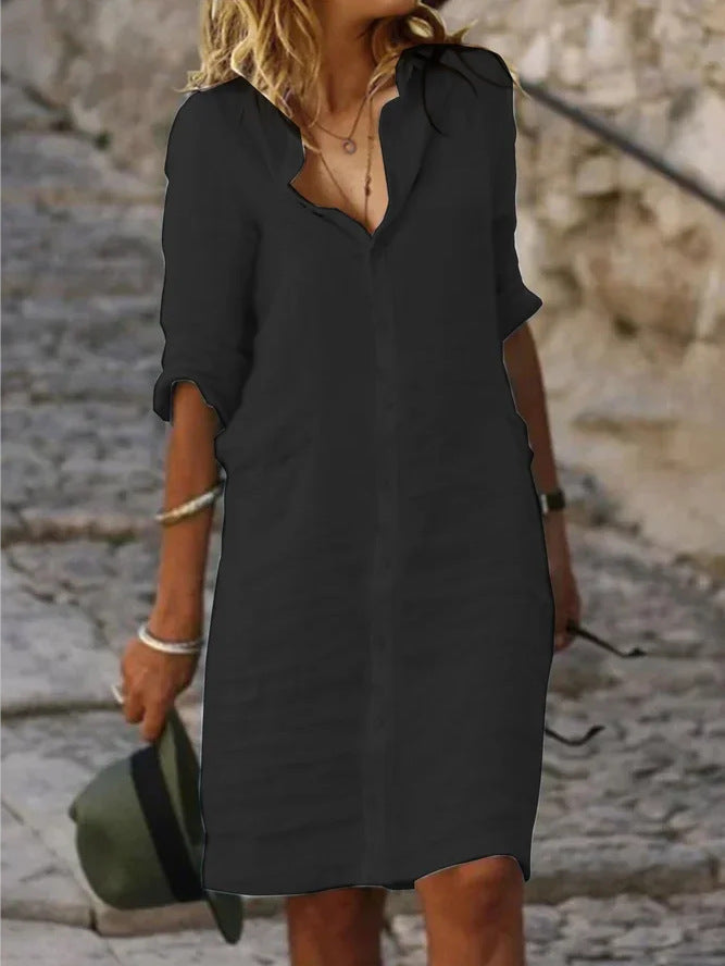 Vestido abotonado con cuello de solapa