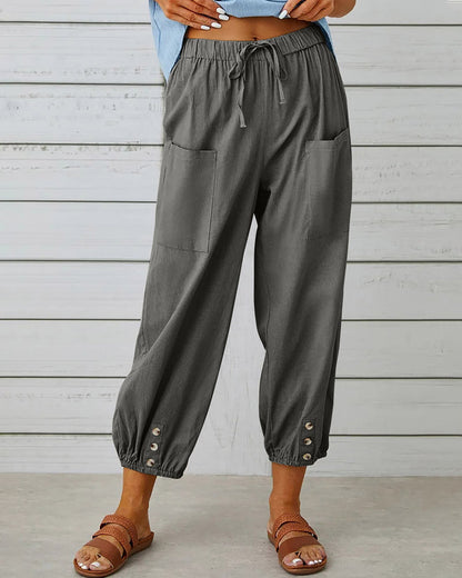Erinna - Pantalones de yoga capri con cordón de ajuste