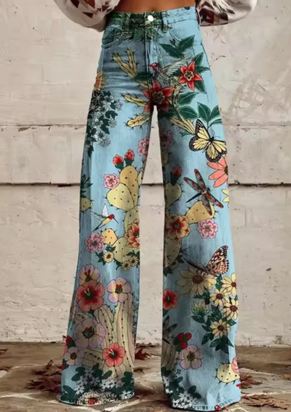 Pantalones anchos con estampado de colores