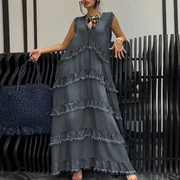 Elsie - Vestido casual con cuello en V para mujer