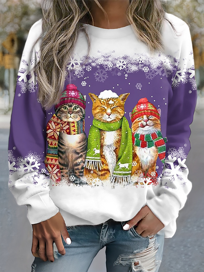 Whiskers™ | Cálido top de invierno con estampado de gato de las nieves