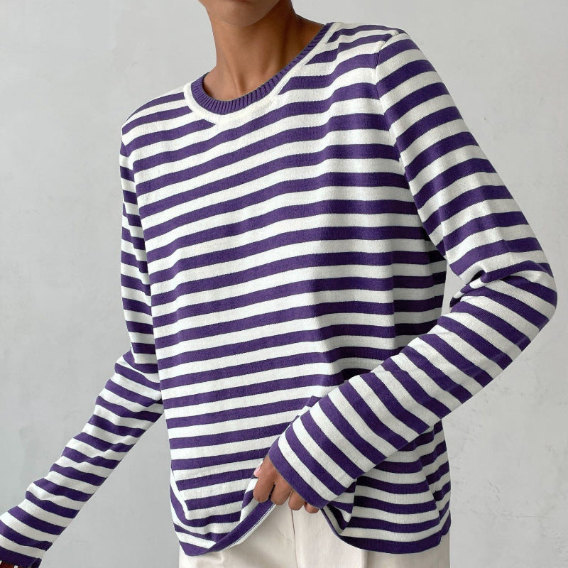Elegante jersey de rayas para mujer, excelente opción para el día a día