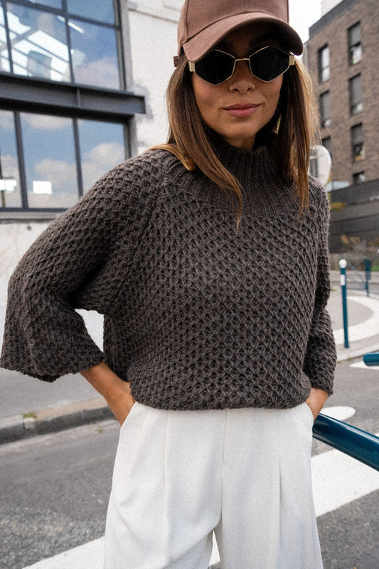 Elegante jersey de punto de manga corta