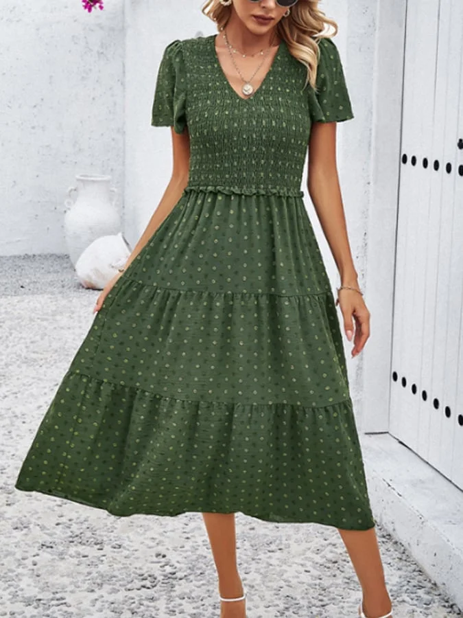 Vestido de manga corta y escote en V