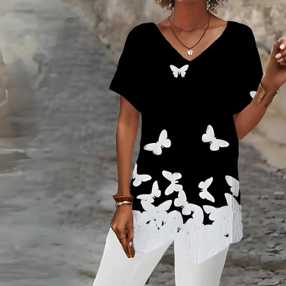 Camiseta elegante con cuello en V Annelies