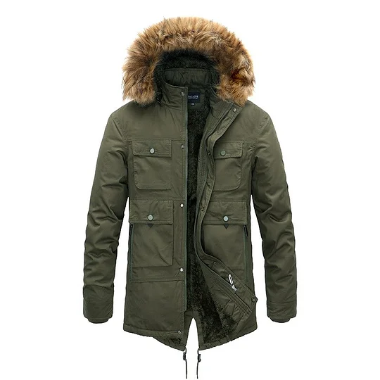 Chaqueta de invierno para hombre | Parka gruesa con capucha y forro extraíble | Abrigo cálido | Chaqueta de moda oversize
