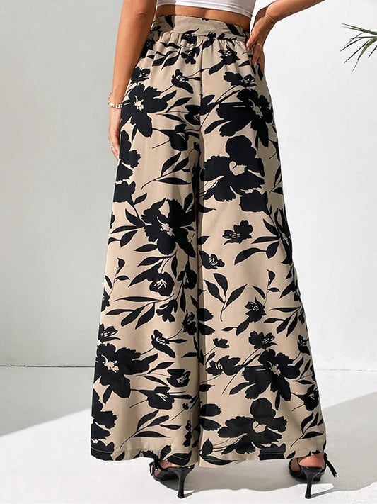Sophia | Pantalones anchos con estampado floral | Estilo elegante | Tejido vaporoso