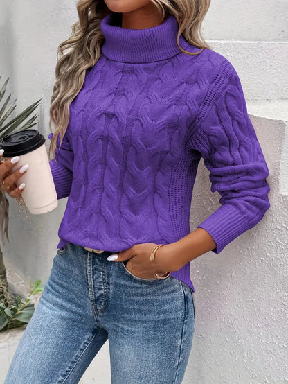 Mila | Jersey de cuello alto de punto trenzado para mujer