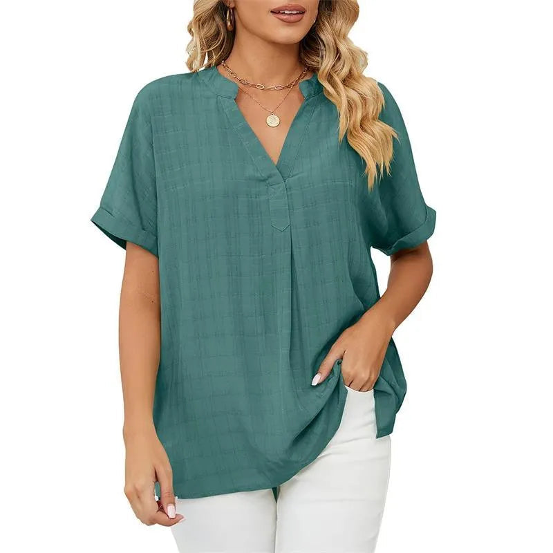 Elegante blusa con cuello en V para mujer