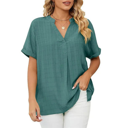 Elegante blusa con cuello en V para mujer