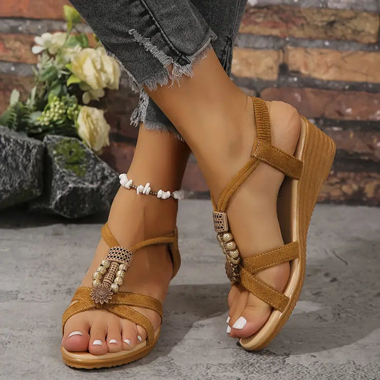 Laura® | Sandalias de tacón de cuña estilo boho