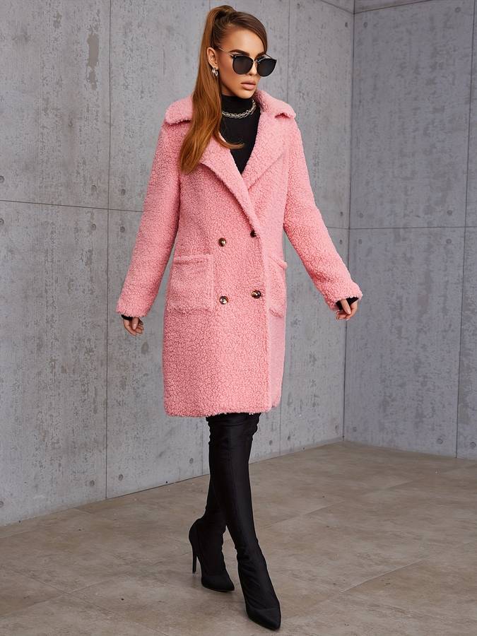Chaqueta rosa con doble botonadura para mujer