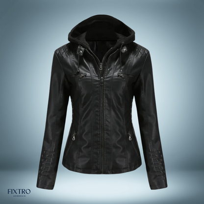 Lyra | Chaqueta de cuero con capucha para mujer, elegante y cómoda