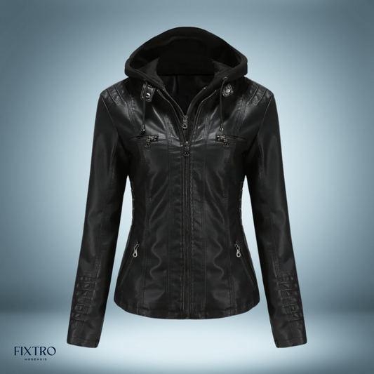 Lyra | Chaqueta de cuero con capucha para mujer, elegante y cómoda
