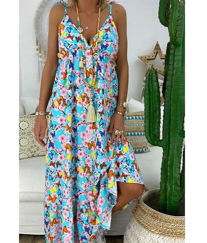 Vestido strapless con estampado floral