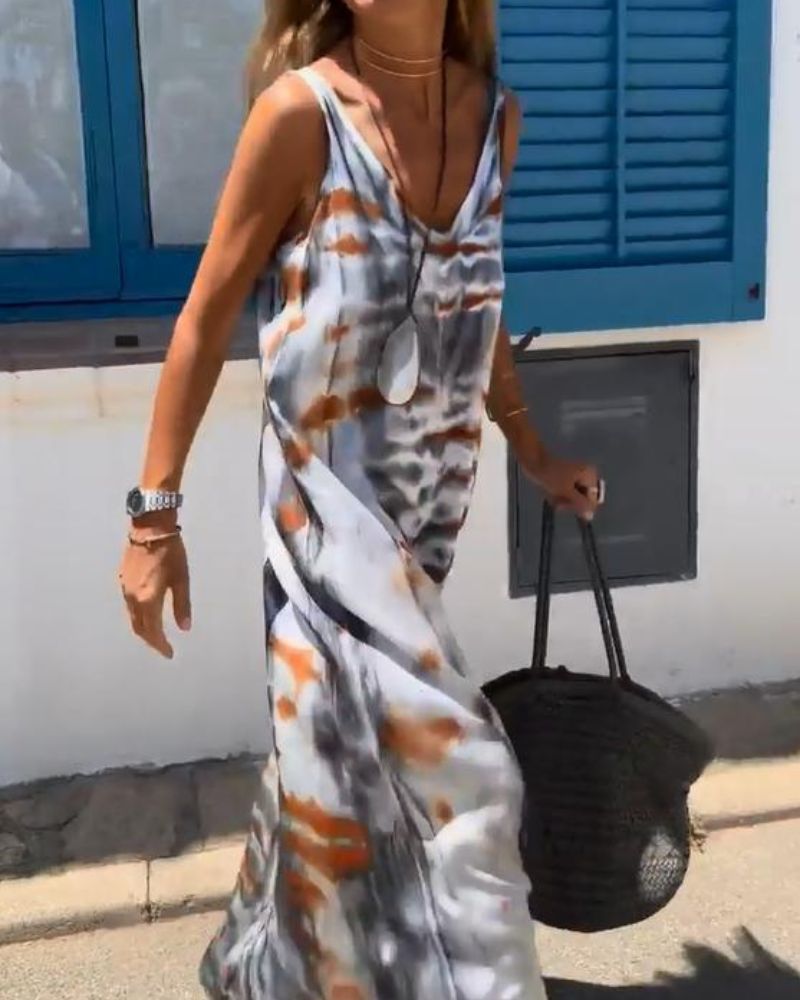 Damska Sukienka Tie-Dye Maxi