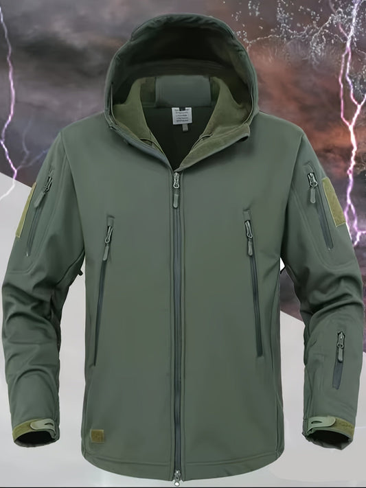 Chaqueta táctica con capucha y bolsillos con cremallera para hombre | Perfecta para actividades al aire libre