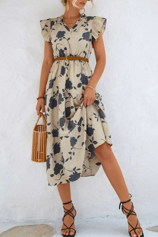 Vestido con estampado floral y mangas con volantes
