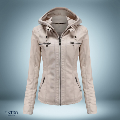 Chaqueta de cuero con capucha