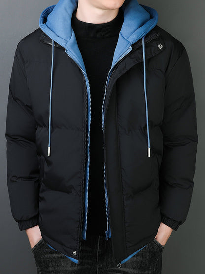 Casual de algodón con capucha de doble acolchado chaqueta de invierno para los hombres | Perfecto para el uso diario