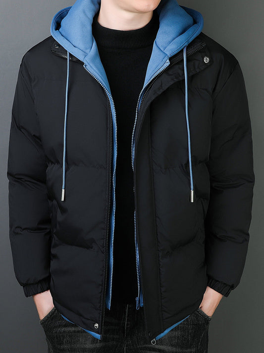 Casual de algodón con capucha de doble acolchado chaqueta de invierno para los hombres | Perfecto para el uso diario
