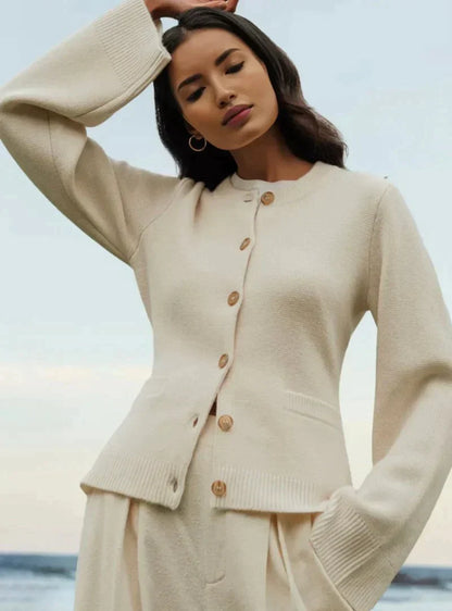 Jane - Chaqueta de punto suave con botones para mujer