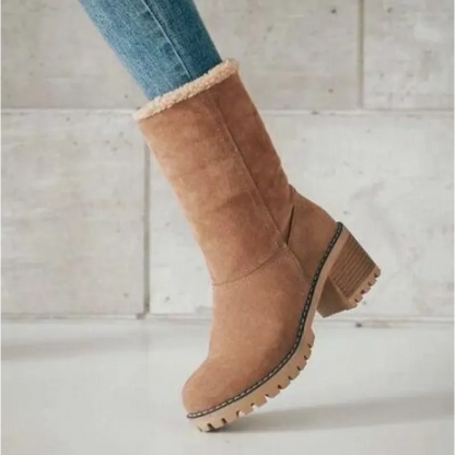 Botas de invierno para mujer con tacón bajo y estilo contemporáneo