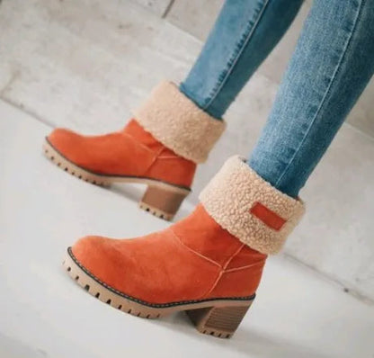 Botas de invierno para mujer con tacón bajo y estilo contemporáneo