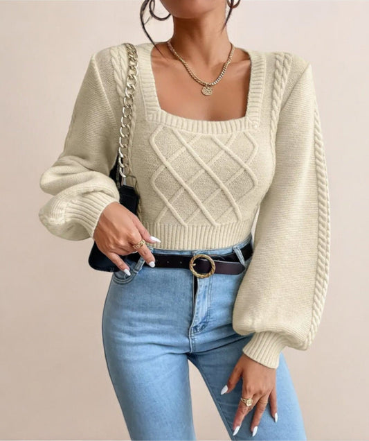 Lily | Jersey de punto para mujer con cuello cuadrado