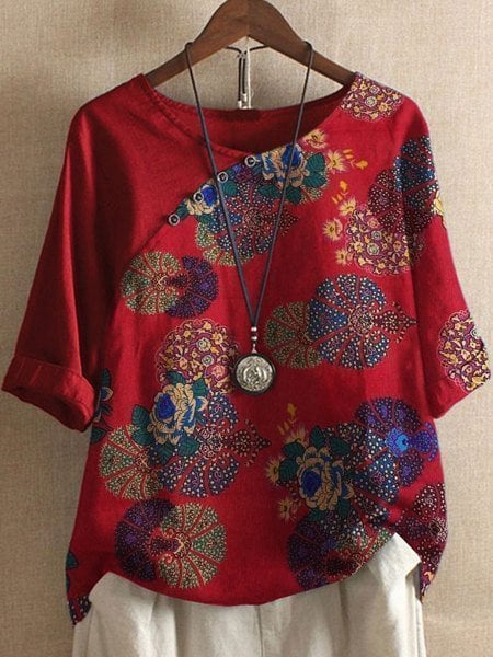 Vanessa | Camisa Manga Corta Estampado Floral Estilo Boho