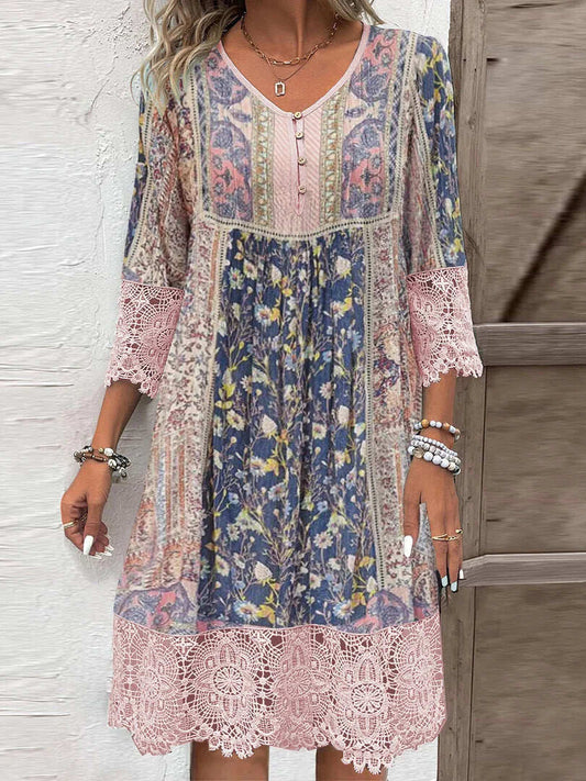 Vestido midi de estilo bohemio con acabado fino