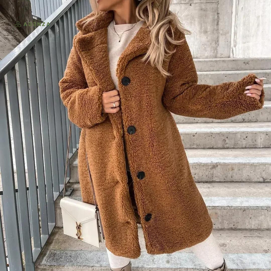 Abrigo de invierno de sherpa para mujer, chic, acogedor, elegante y esponjoso