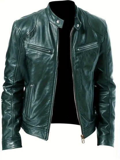 Elegante chaqueta de piel con bolsillos para hombre | Chic y perfecta para llevar a diario