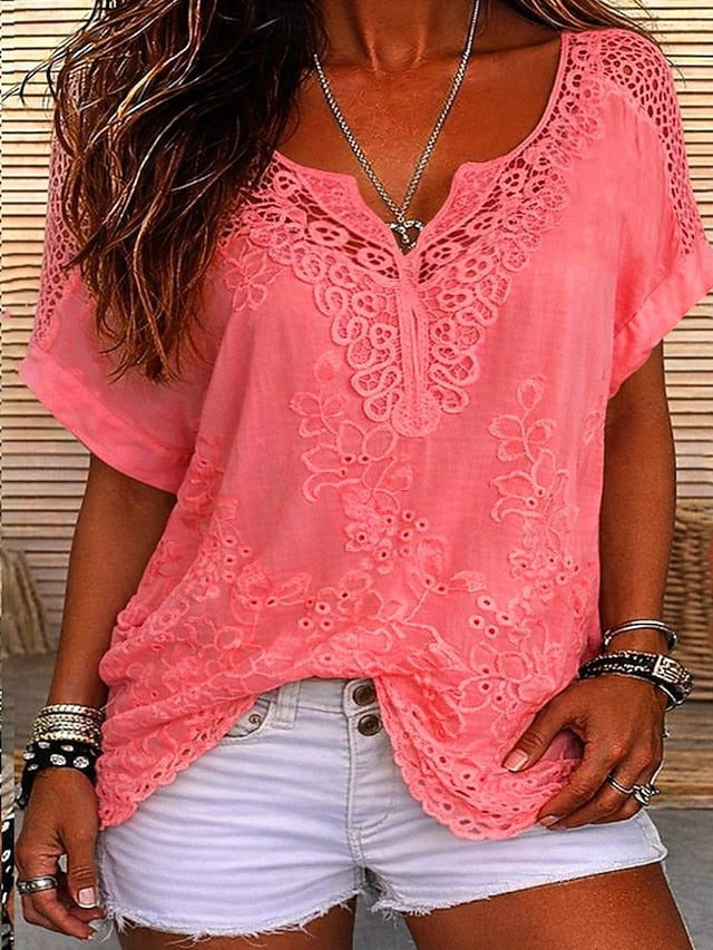 Damska Bluzka V Neck