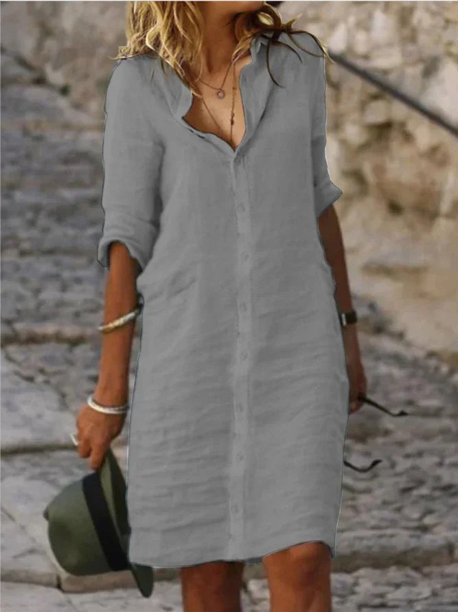Vestido abotonado con cuello de solapa
