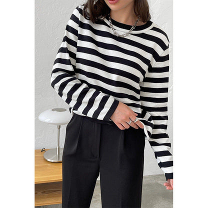 Elegante jersey de rayas para mujer, excelente opción para el día a día
