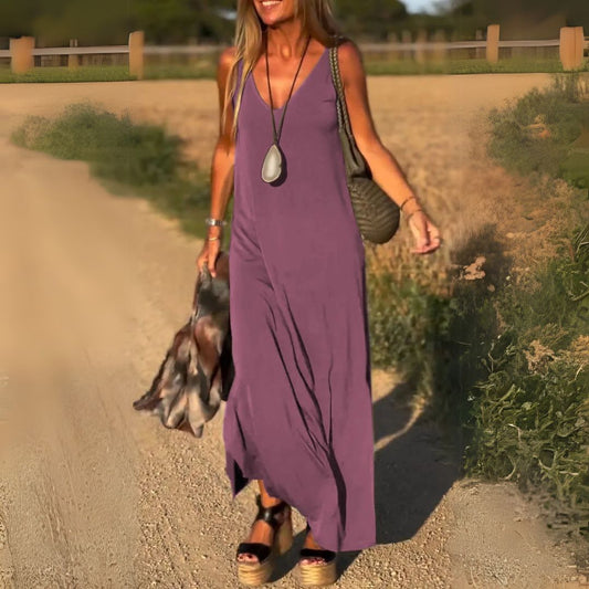 Vestido casual largo sin mangas de corte holgado para uso diario