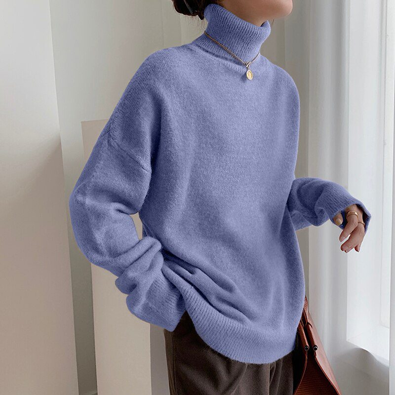 Elegante jersey de punto con cuello alto