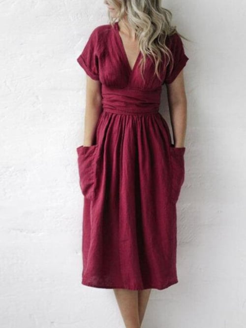 Women's plain casual strapless dress color liso
