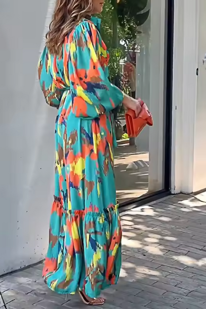 Celeste | Vestido largo estampado de mujer