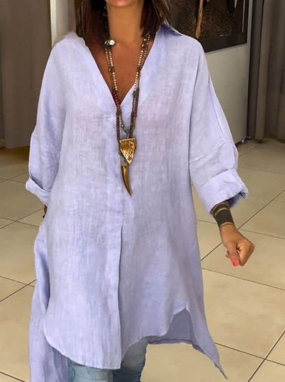 Women's Casual Cotton Linen Shirt Dress