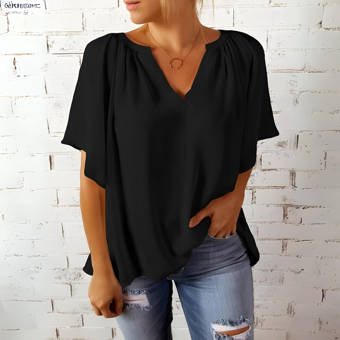 Tineke - Blusa elegante de mujer con cuello en V