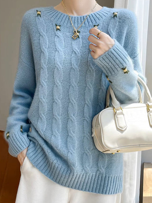 Jersey Elora | Jersey de punto con estampado floral y cable