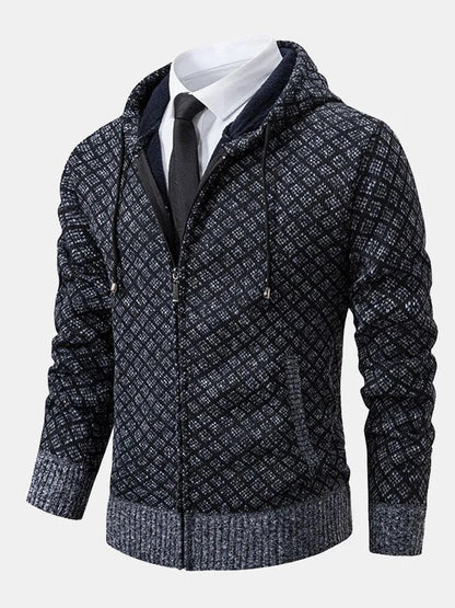 Jersey de hombre con cremallera y rombos geométricos