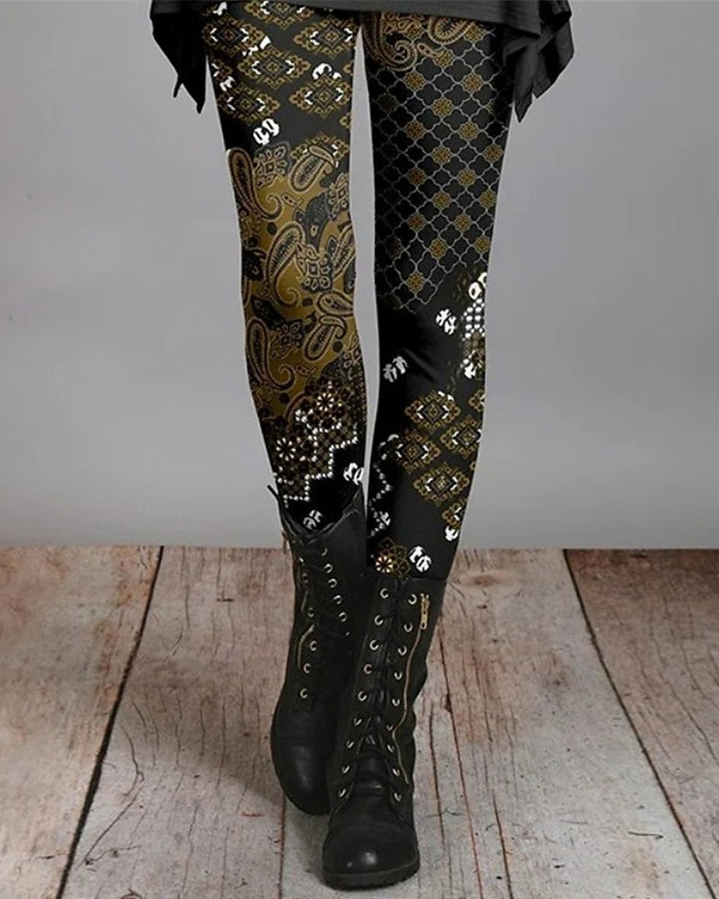 Leggings retro de estilo étnico